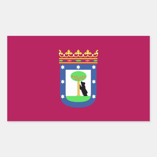 Pegatina Rectangular Bandera Madrid España (Ciudad) (Anverso)