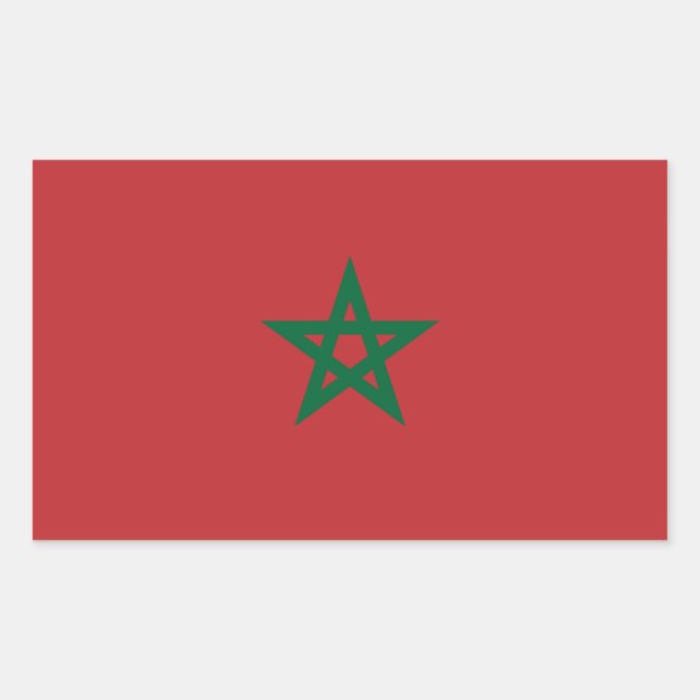Pegatina Rectangular Bandera Marruecos/Marruecos (Anverso)