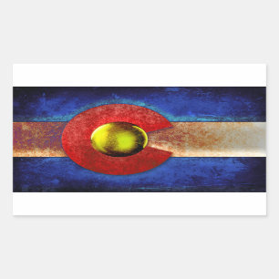 Pegatina Rectangular Bandera metalizado aherrumbrada de Colorado