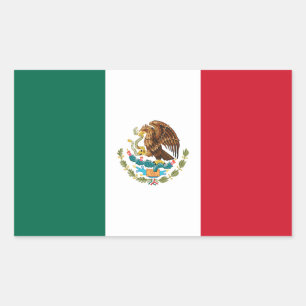 Pegatina Rectangular Bandera Mexicana