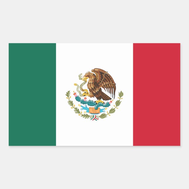 Pegatina Rectangular Bandera mexicana - Bandera de México (Anverso)