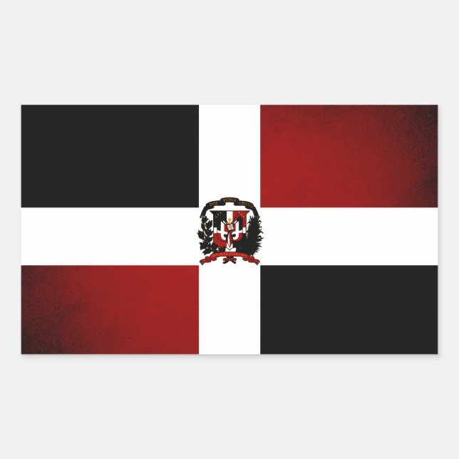 Pegatina Rectangular Bandera Monocroma de República Dominicana (Anverso)