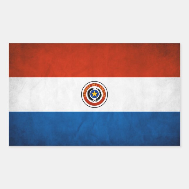 Pegatina Rectangular Bandera nacional de 44 Paraguay (Anverso)