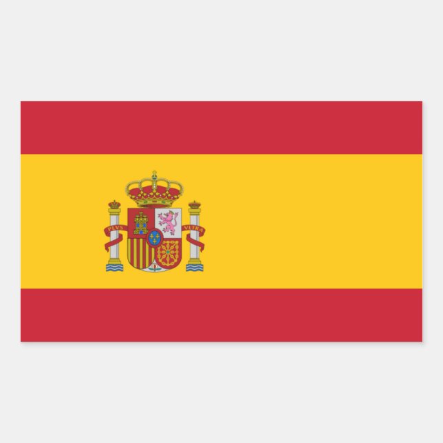 Pegatina Rectangular Bandera nacional de 4 España (Anverso)