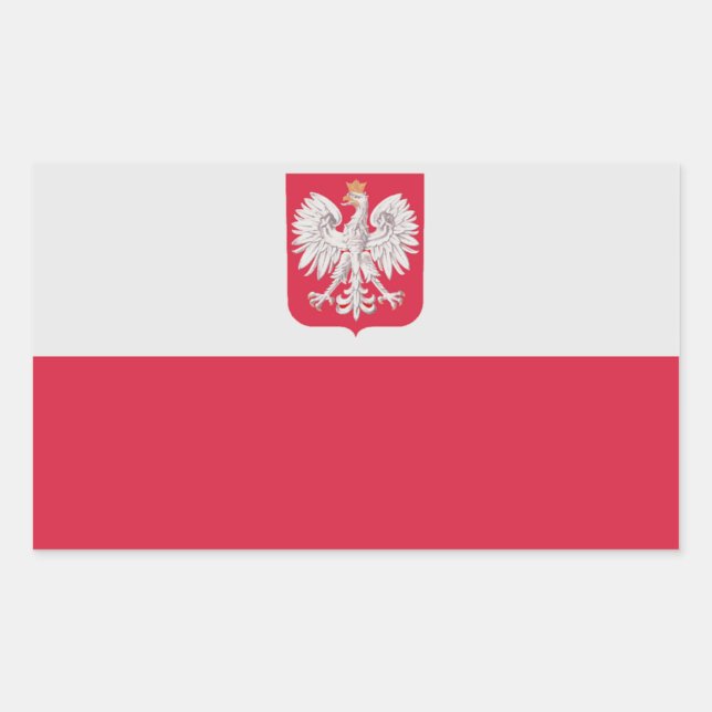 Pegatina Rectangular Bandera nacional de 4 Polonia (Anverso)