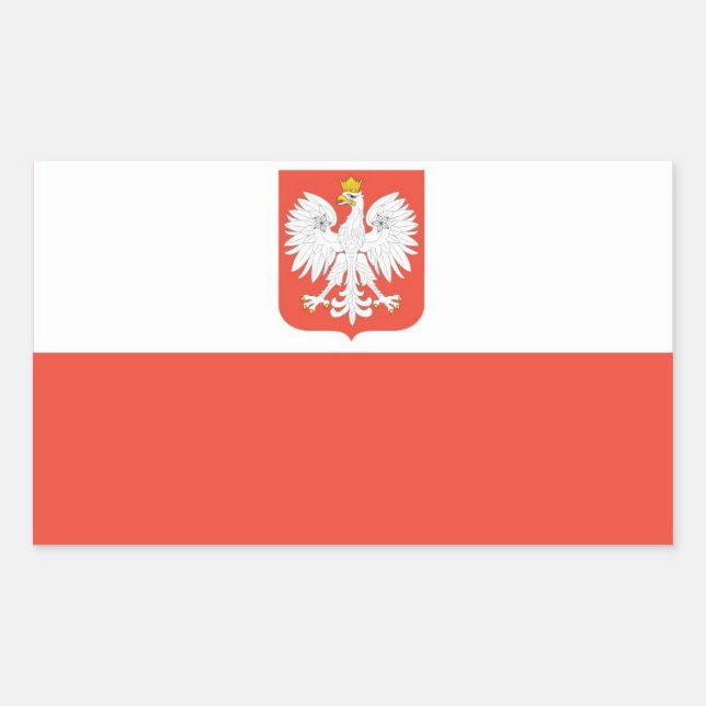 Pegatina Rectangular Bandera nacional de 4 Polonia (Anverso)