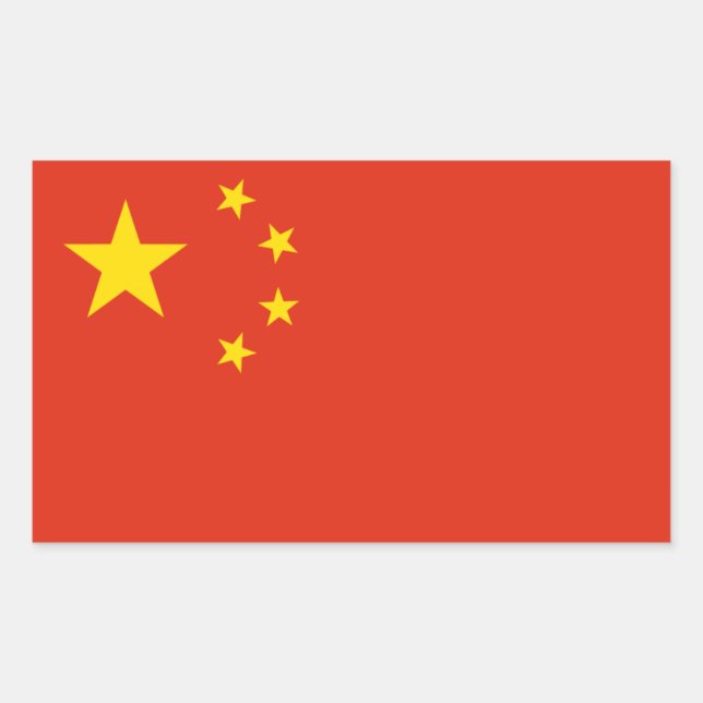 Pegatina Rectangular Bandera nacional de China (Anverso)