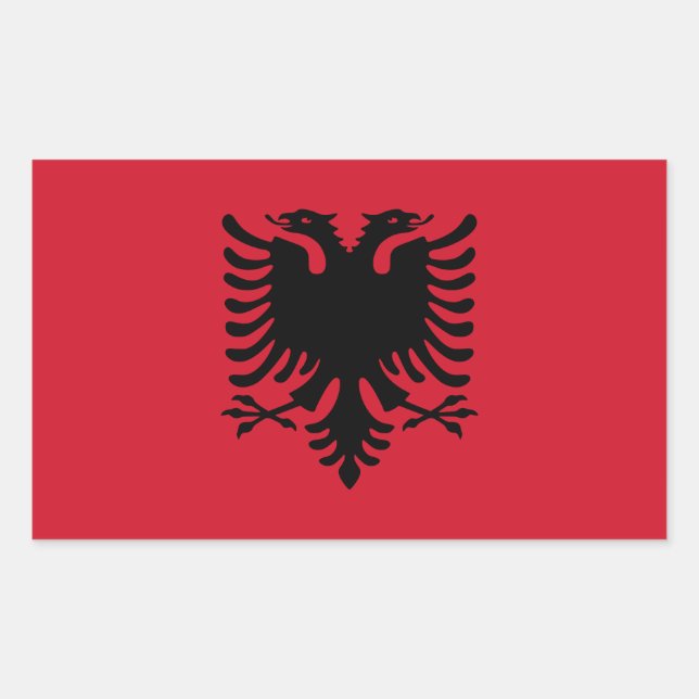 Pegatina Rectangular Bandera nacional de CUATRO Albania (Anverso)