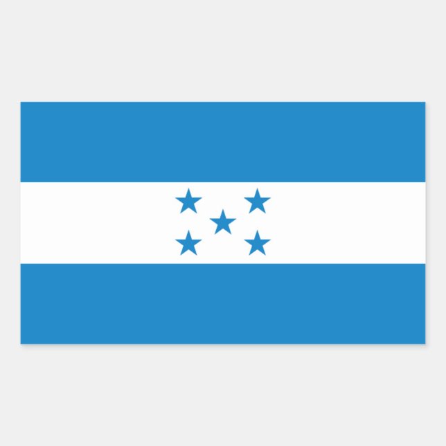 Pegatina Rectangular Bandera nacional de CUATRO Honduras (Anverso)