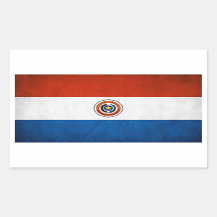 Pegatina Rectangular Bandera nacional de CUATRO Paraguay