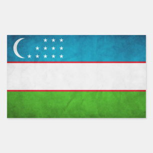 Pegatina Rectangular Bandera nacional de CUATRO Uzbekistán