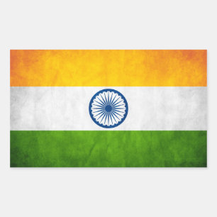 Pegatina Rectangular Bandera nacional de la India de cuatro rangos