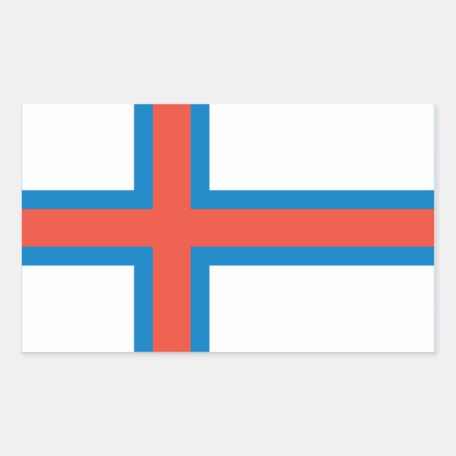 Pegatina Rectangular Bandera nacional de las Islas Feroe (Anverso)