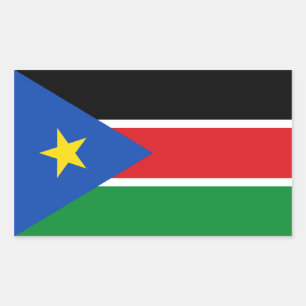 Pegatina Rectangular Bandera nacional de los CUATRO Sudsudaneses