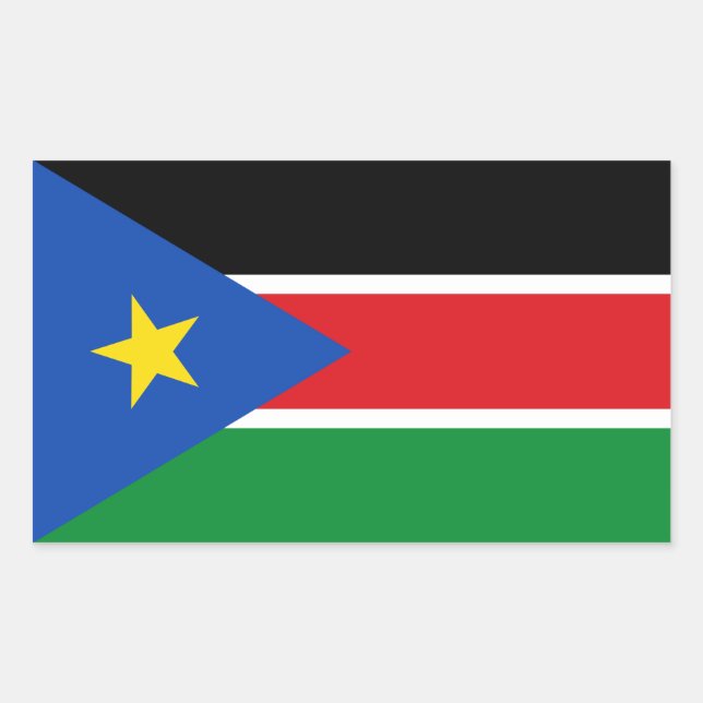 Pegatina Rectangular Bandera nacional de los CUATRO Sudsudaneses (Anverso)