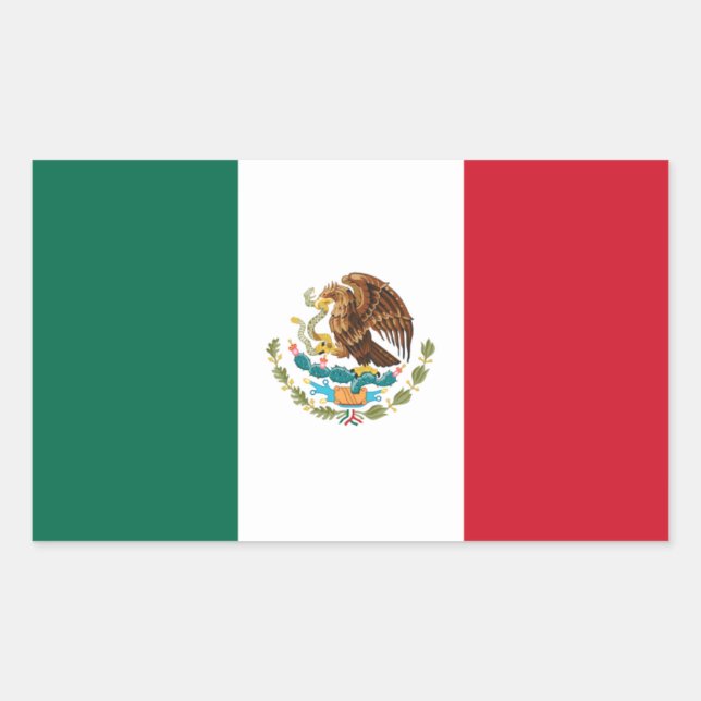 Pegatina Rectangular Bandera nacional de México de cuatro (Anverso)