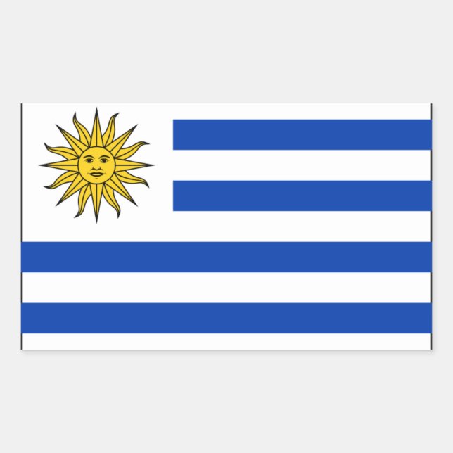 Pegatina Rectangular Bandera Nacional de Uruguay (Anverso)