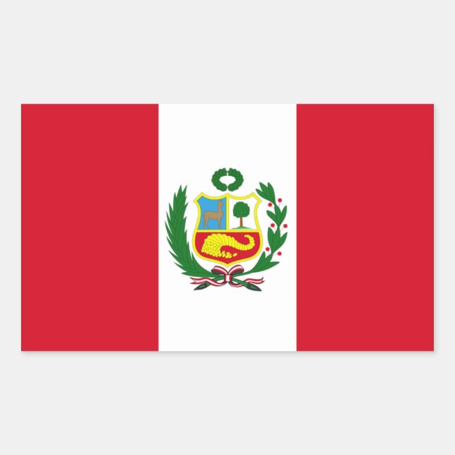 Pegatina Rectangular Bandera nacional del Perú FPUR (Anverso)