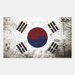Pegatina Rectangular Bandera negra de Corea del Sur
