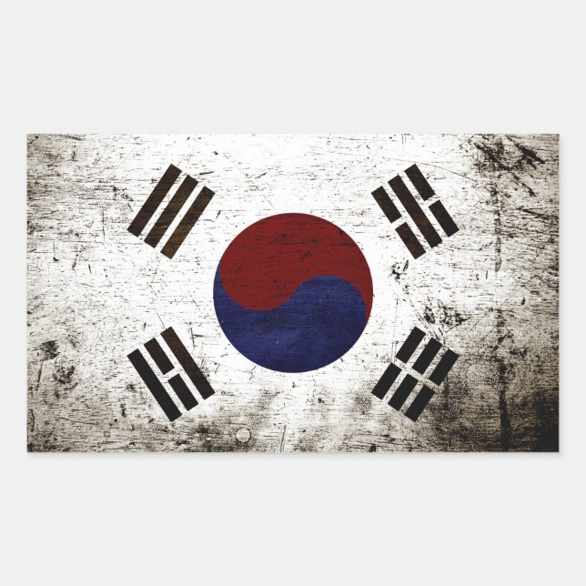 Pegatina Rectangular Bandera negra de Corea del Sur (Anverso)