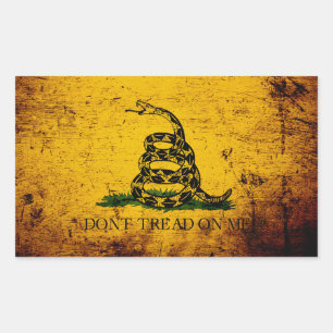 Pegatina Rectangular Bandera negra de Gadsden del Grunge