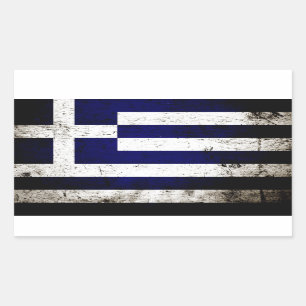 Pegatina Rectangular Bandera negra de Grecia del Grunge