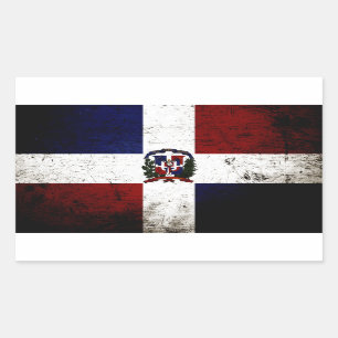 Pegatina Rectangular Bandera negra de la República Dominicana del