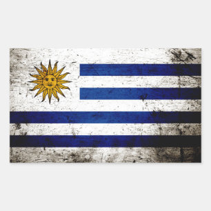 Pegatina Rectangular Bandera negra de Uruguay del Grunge
