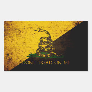 Pegatina Rectangular Bandera negra grunge anarcho gadsden