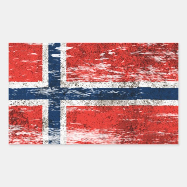 Pegatina Rectangular Bandera noruega esposada y rota (Anverso)