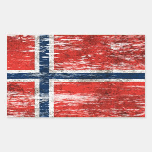 Pegatina Rectangular Bandera noruega rascada y llevada
