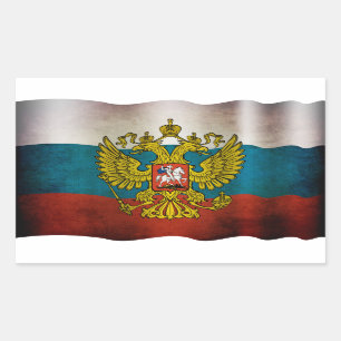 Pegatina Rectangular Bandera ondeando de Rusia