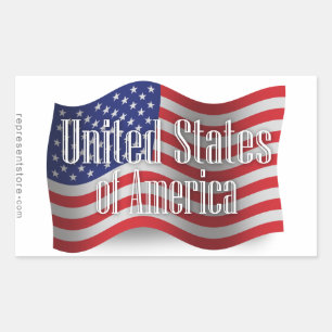 Pegatina Rectangular Bandera ondulada de Estados Unidos