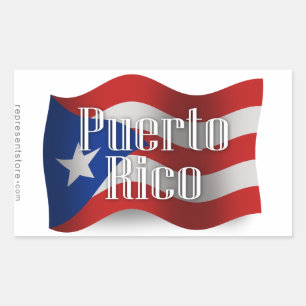 Pegatina Rectangular Bandera ondulada de Puerto Rico