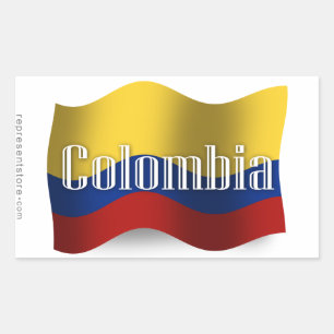 Pegatina Rectangular Bandera ondulante de Colombia