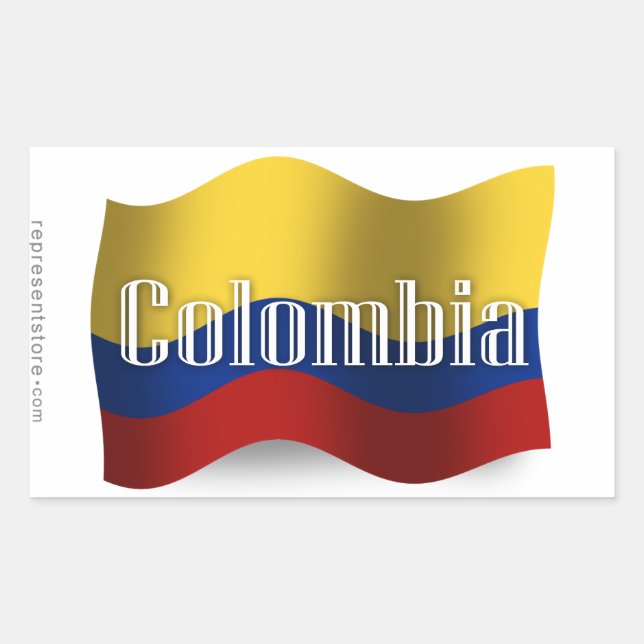 Pegatina Rectangular Bandera ondulante de Colombia (Anverso)