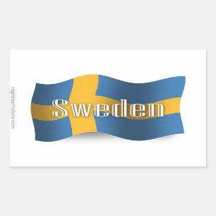 Pegatina Rectangular Bandera ondulante de Suecia