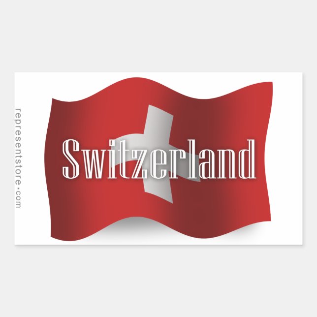 Pegatina Rectangular Bandera ondulante de Suiza (Anverso)