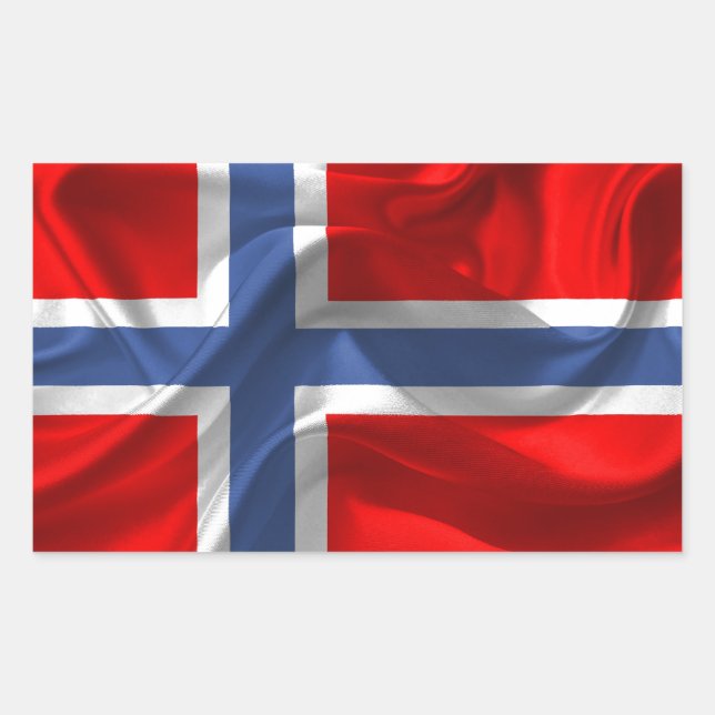 Pegatina Rectangular Bandera ondulante noruega (Anverso)