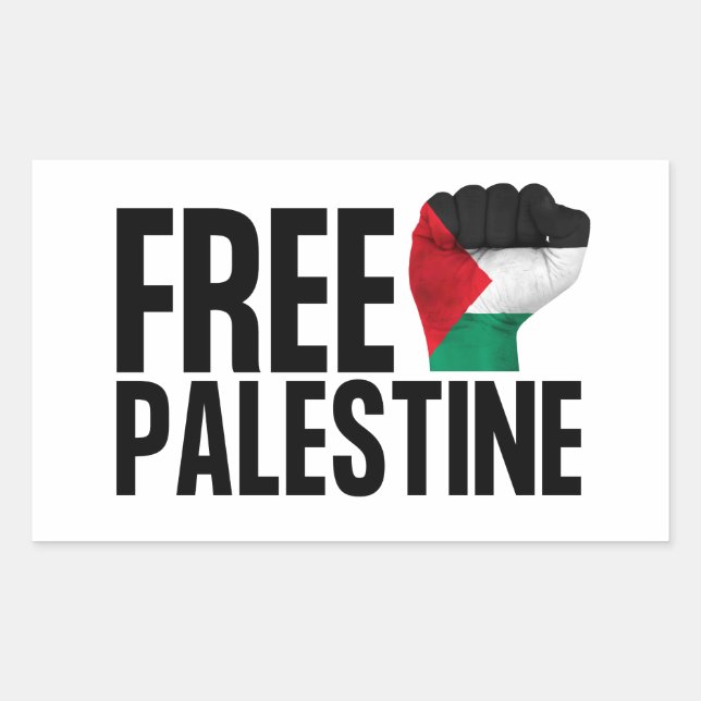 Pegatina Rectangular Bandera palestina en negrita (Anverso)
