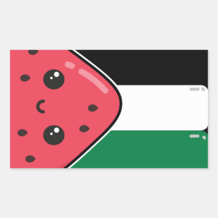 Pegatina Rectangular Bandera palestina linda con Palestina sin sandía