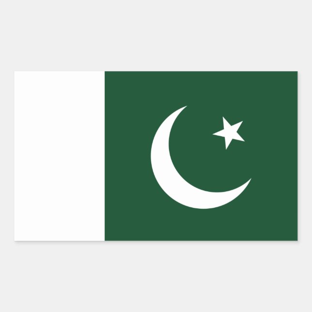 Pegatina Rectangular Bandera paquistaní, bandera de Pakistán (Anverso)