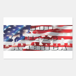 Pegatina Rectangular Bandera Patriótica Americana Dios Bendiga América