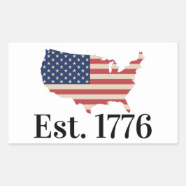 Pegatina Rectangular Bandera Patriótica de América Est. 1776