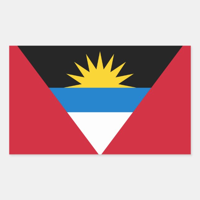 Pegatina Rectangular Bandera Patriótica de Antigua y Barbuda (Anverso)