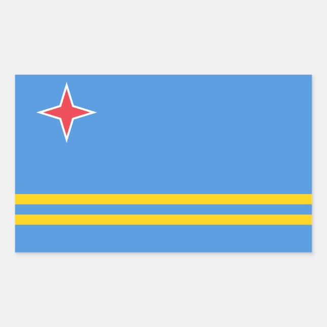 Pegatina Rectangular Bandera patriótica de Aruba (Anverso)