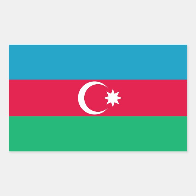 Pegatina Rectangular Bandera patriótica de Azerbaiyán (Anverso)