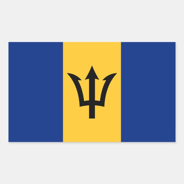 Pegatina Rectangular Bandera Patriótica de Barbados (Anverso)