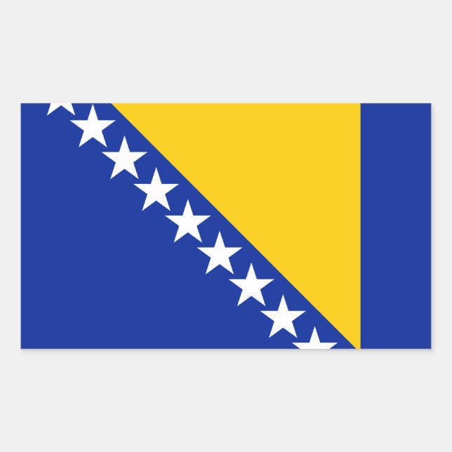 Pegatina Rectangular Bandera patriótica de Bosnia y Herzegovina (Anverso)