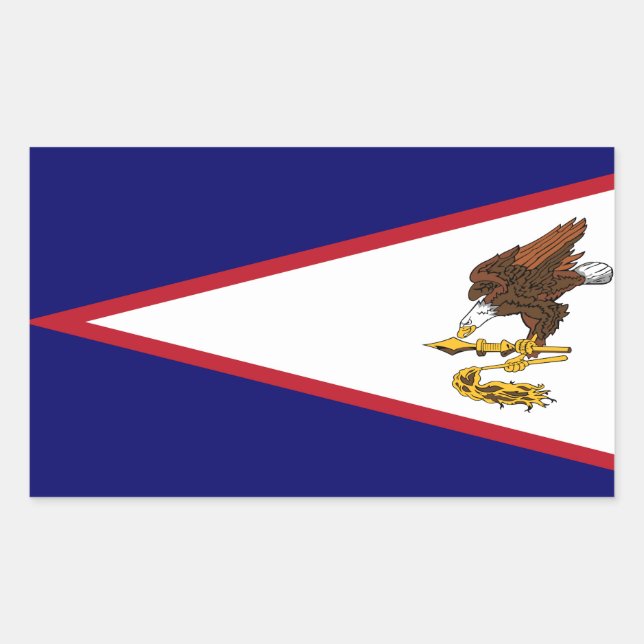 Pegatina Rectangular Bandera Patriótica de Samoa Americana (Anverso)